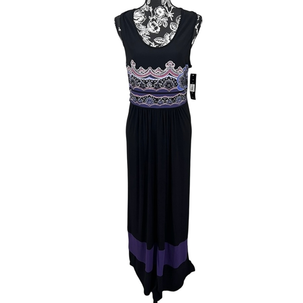 Tiana B.‎ Black and Purple Maxi Dress